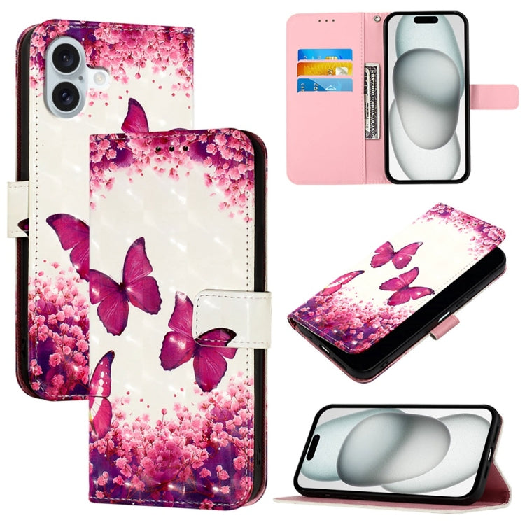 3D Painting Horizontal Flip Leather Phone Case, For iPhone 16 Pro, For iPhone 16 Plus, For iPhone 16, For iPhone 15 Pro Max, For iPhone 15 Pro, For iPhone 15 Plus