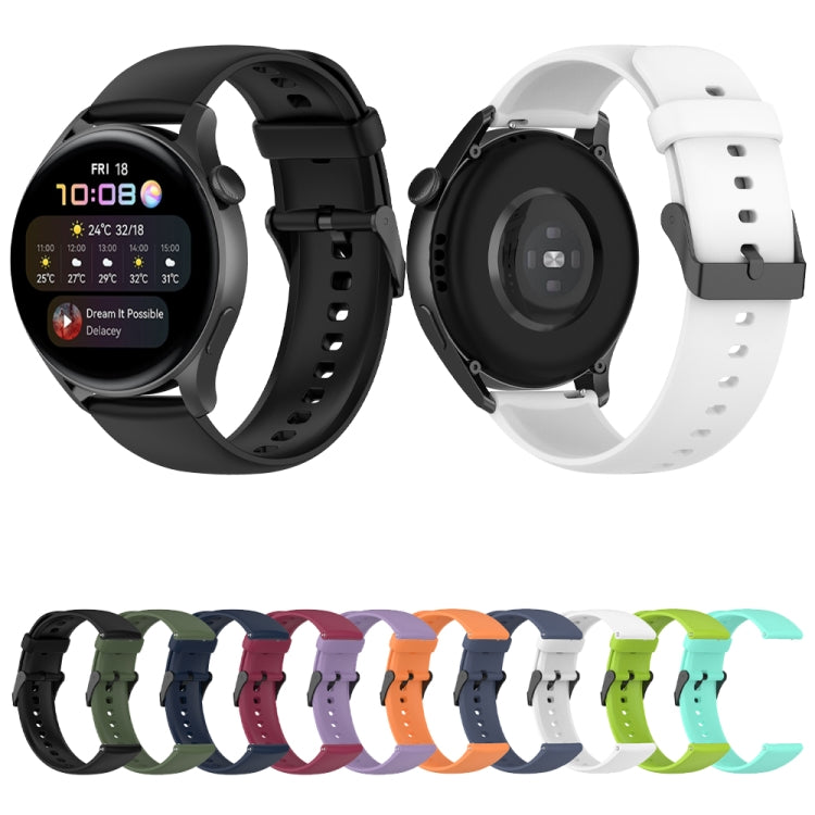 Solid Color Silicone Stainless Steel Black Buckle Watch Band, Black Buckle