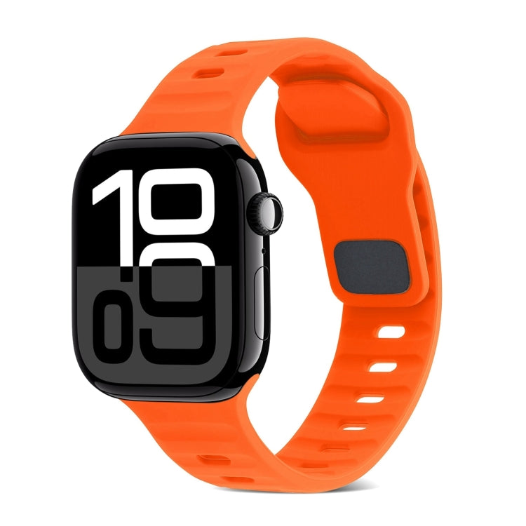 Square Buckle Stripes Silicone Watch Band, For Apple Watch Series 10 46mm, For Apple Watch Series 10 42mm