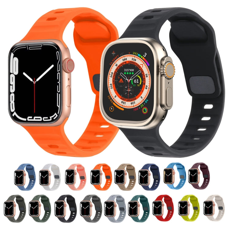 Square Buckle Stripes Silicone Watch Band, For Apple Watch SE 2023 44mm, For Apple Watch SE 2023 40mm