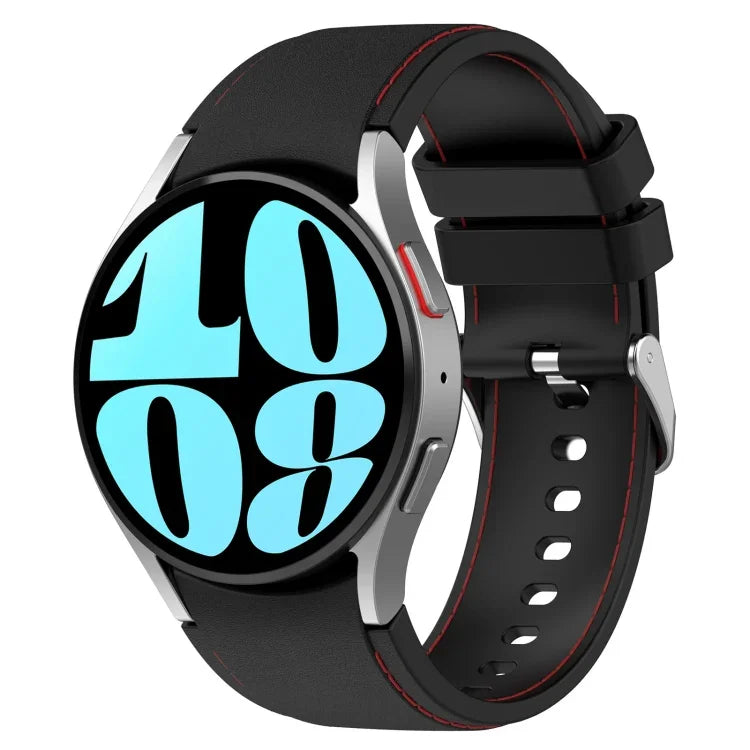 Leather Silicone Watch Band, For Samsung Galaxy Watch 6 / 6 Classic