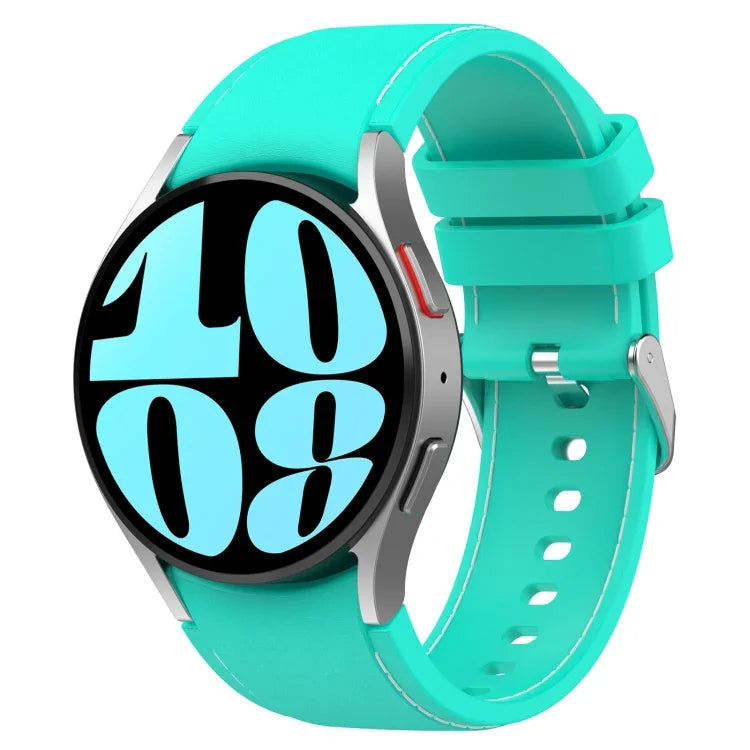 Leather Silicone Watch Band, For Samsung Galaxy Watch 6 / 6 Classic