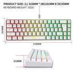 HXSJ V200 Wired RGB Backlit Mechanical Keyboard 68 Key Caps, Cable Length: 1.7m, V200 Black, V200 White
