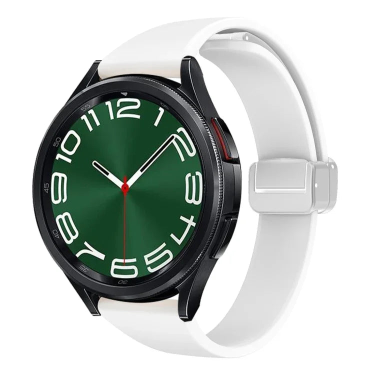 Magnetic Silver Buckle Slim Silicone Watch Band, For Samsung Galaxy Watch 6 / 6 Classic