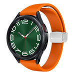 Magnetic Silver Buckle Slim Silicone Watch Band, For Samsung Galaxy Watch 6 / 6 Classic