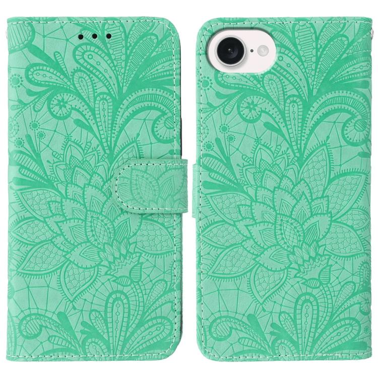 Lace Flower Embossing Flip Leather Phone Case, For iPhone 17e / 16e, For iPhone 17 Pro Max, For iPhone 17 Pro, For iPhone 17, For iPhone Air, For iPhone 16 Pro Max, For iPhone 16 Pro, For iPhone 16 Plus
