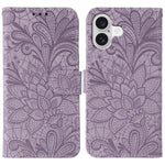 Lace Flower Embossing Flip Leather Phone Case, For iPhone 17e / 16e, For iPhone 17 Pro Max, For iPhone 17 Pro, For iPhone 17, For iPhone Air, For iPhone 16 Pro Max, For iPhone 16 Pro, For iPhone 16 Plus