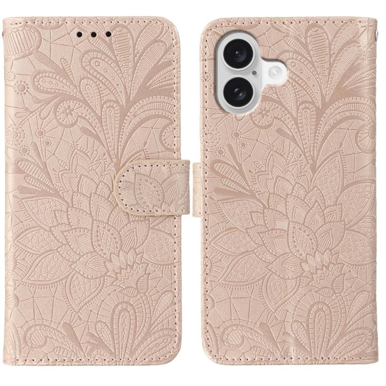 Lace Flower Embossing Flip Leather Phone Case, For iPhone 17e / 16e, For iPhone 17 Pro Max, For iPhone 17 Pro, For iPhone 17, For iPhone Air, For iPhone 16 Pro Max, For iPhone 16 Pro, For iPhone 16 Plus