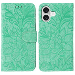Lace Flower Embossing Flip Leather Phone Case, For iPhone 17e / 16e, For iPhone 17 Pro Max, For iPhone 17 Pro, For iPhone 17, For iPhone Air, For iPhone 16 Pro Max, For iPhone 16 Pro, For iPhone 16 Plus