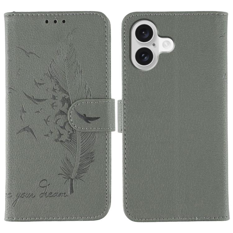 Feather Pattern Litchi Texture Leather Phone Case, For iPhone 17 Pro Max, For iPhone 17 Pro, For iPhone 17, For iPhone Air, For iPhone 15 Pro Max, For iPhone 15 Pro, For iPhone 15 Plus, For iPhone 15