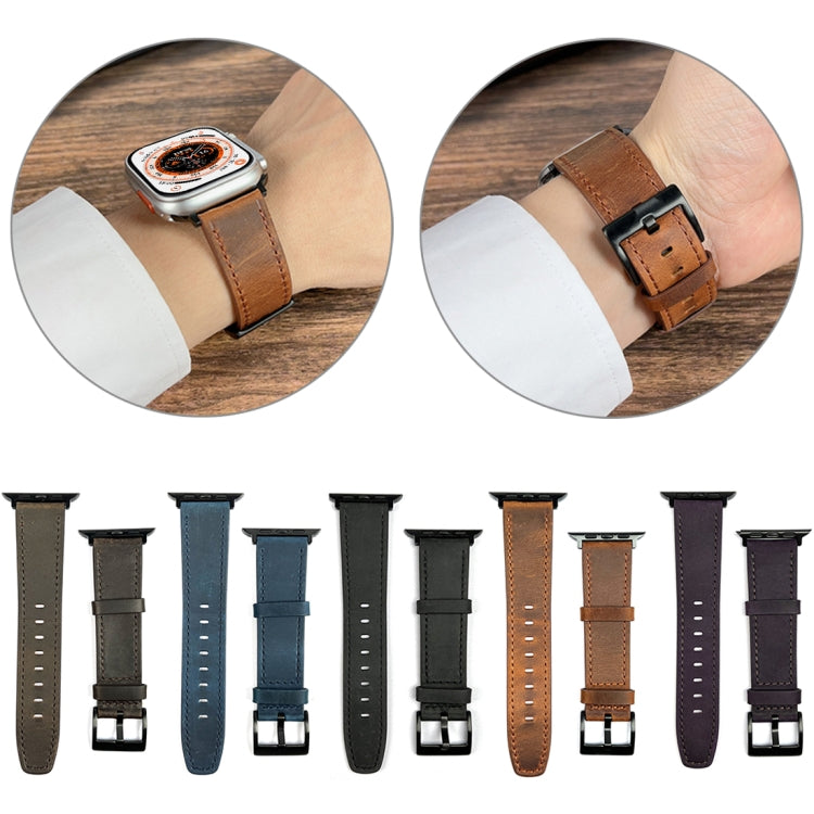 Retro Texture Leather Watch Band, For Apple Watch Ultra 49mm, For Apple Watch SE 2023 44mm, For Apple Watch SE 2023 40mm, For Apple Watch 8 41mm, For Apple Watch 8 45mm, For Apple Watch Ultra 2 49mm, For Apple Watch 9 45mm, For Apple Watch SE 2022 40mm...