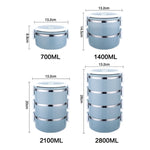 Stainless Steel Insulation Container Lunch Box Food Bento Box, Single-Layer 0.7L, Dual-Layer 1.4L, 3-Layer 2.1L, 4-Layer 2.8L