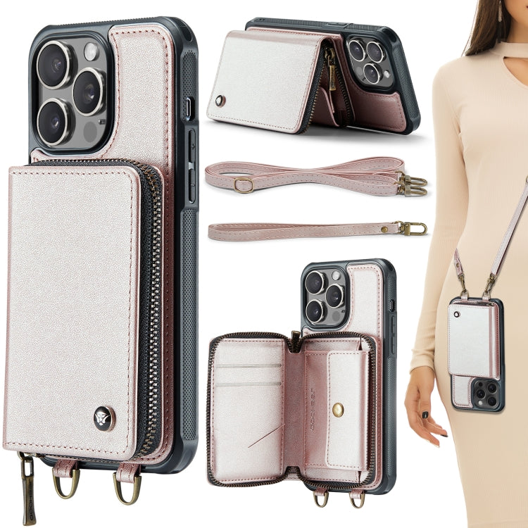 JEEHOOD C22 Series Zipper Wallet Leather Phone Case with Dual Lanyard, For iPhone 17 Pro Max, For iPhone 17 Pro, For iPhone Air, For iPhone 16 Pro Max, For iPhone 16 Pro, For iPhone 16 Plus, For iPhone 16, For iPhone 15 Pro Max