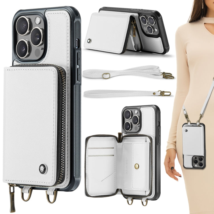 JEEHOOD C22 Series Zipper Wallet Leather Phone Case with Dual Lanyard, For iPhone 17 Pro Max, For iPhone 17 Pro, For iPhone Air, For iPhone 16 Pro Max, For iPhone 16 Pro, For iPhone 16 Plus, For iPhone 16, For iPhone 15 Pro Max