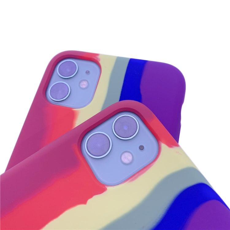 Rainbow Liquid Silicone Shockproof Full Coverage Protective Case, For iPhone 11, For iPhone 11 Pro, For iPhone 11 Pro Max
