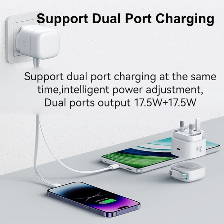USAMS US-CC204 SMF Series PD35W Dual Type-C Port GaN Fast Charger, UK Plug
