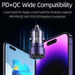 USAMS US-CC208 C39 60W USB + Type-C Dual Port Fast Charging Aluminum Alloy Transparent Car Charger, CC208 C39