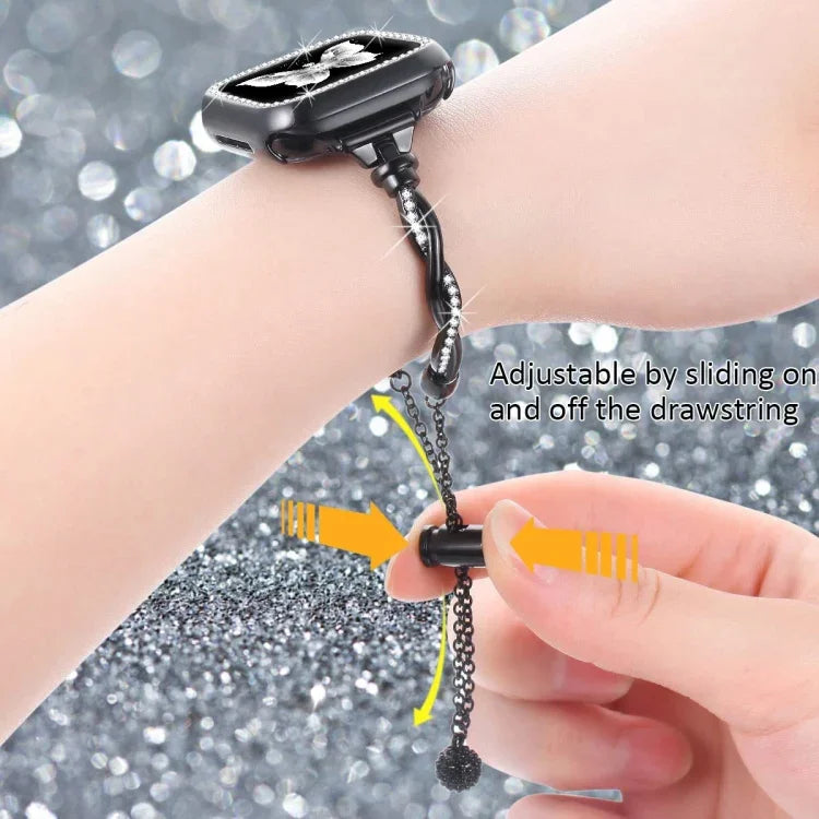 Twist Bracelet Diamond Metal Watch Band, For Apple Watch Series 4 44mm, For Apple Watch Series 4 40mm, For Apple Watch Series 3 38mm, For Apple Watch Series 3 42mm, For Apple Watch Series 2 42mm, For Apple Watch Series 2 38mm, For Apple Watch 42mm     ...