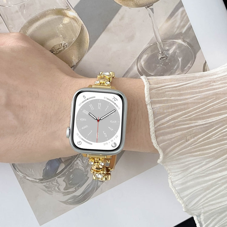 Metal Diamond Bear Chain Watch Band, For Apple Watch SE 2022 44mm, For Apple Watch Series 7 41mm, For Apple Watch Series 7 45mm, For Apple Watch SE 40mm, For Apple Watch SE 44mm, For Apple Watch Series 6 40mm, For Apple Watch Series 6 44mm             ...