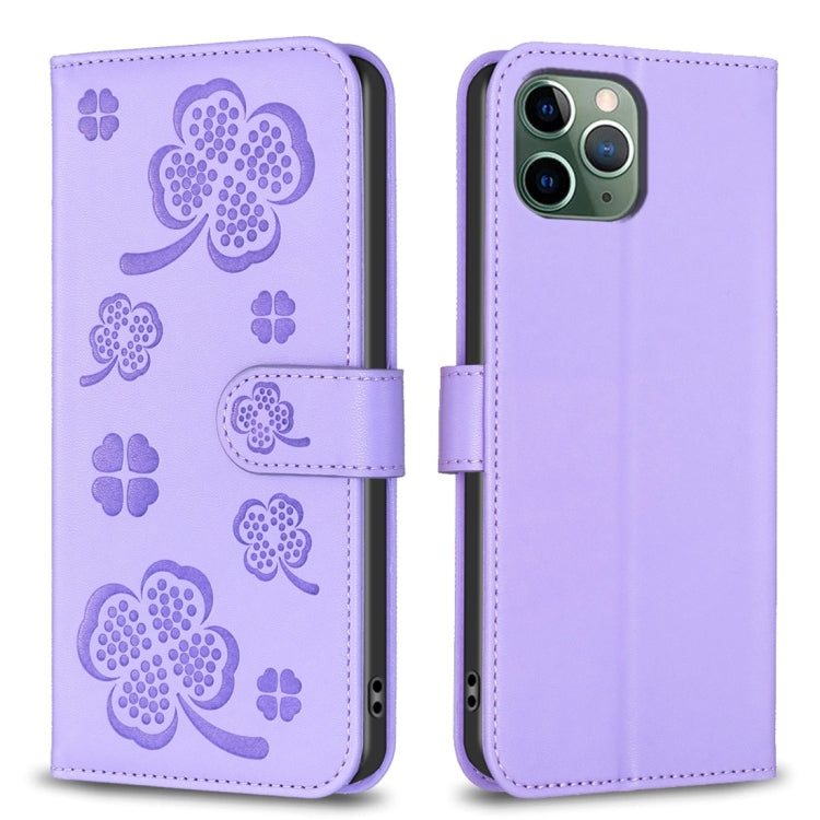 Four-leaf Embossed Leather Phone Case, For iPhone 11 Pro, For iPhone X / XS, For iPhone XR, For iPhone XS Max, For iPhone 7 Plus / 8 Plus