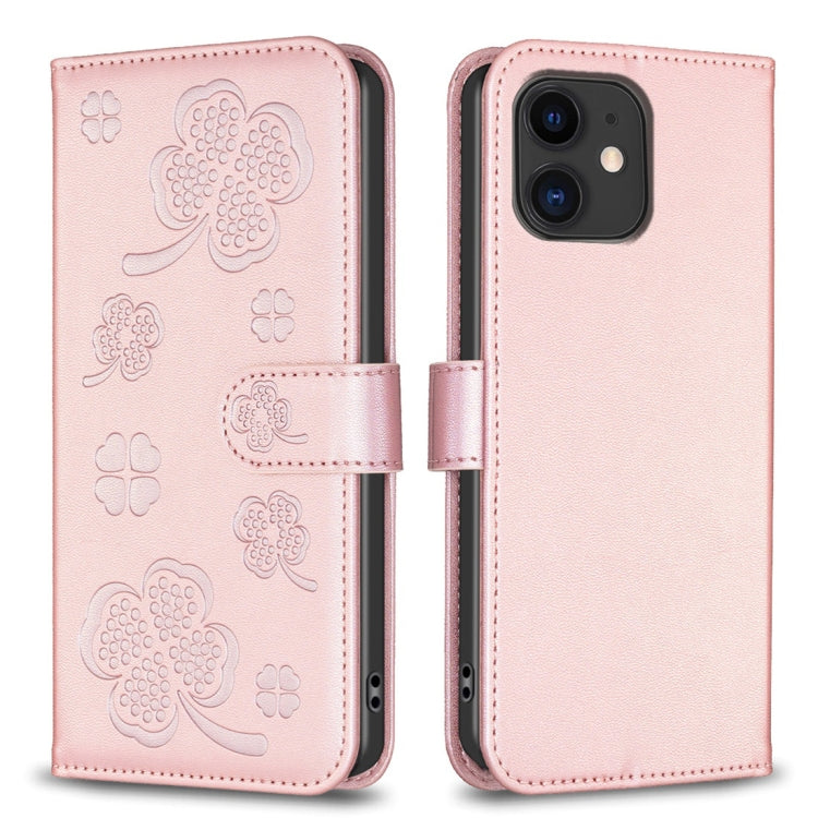 Four-leaf Embossed Leather Phone Case, For iPhone 7 / 8 / SE 2022, For iPhone 13 Pro Max, For iPhone 13 Pro, For iPhone 13, For iPhone 12 / 12 Pro, For iPhone 12 Pro Max, For iPhone 11 Pro Max, For iPhone 11