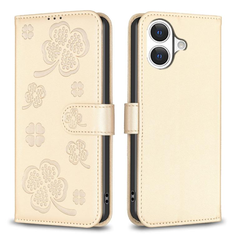 Four-leaf Embossed Leather Phone Case, For iPhone 18 Pro/17 Pro, For iPhone 18 Pro Max/17 Pro Max, For iPhone 17, For iPhone 17 Air, For iPhone 16 Pro Max, For iPhone 16 Pro, For iPhone 16 Plus, For iPhone 16