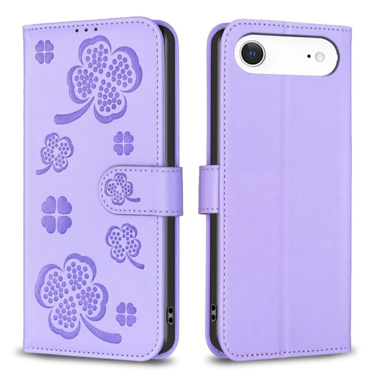 Four-leaf Embossed Leather Phone Case, For iPhone 18 Pro/17 Pro, For iPhone 18 Pro Max/17 Pro Max, For iPhone 17, For iPhone 17 Air, For iPhone 16 Pro Max, For iPhone 16 Pro, For iPhone 16 Plus, For iPhone 16