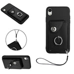 Organ Card Bag Ring Holder PU Phone Case with Lanyard, For iPhone XS / X, For iPhone XR, For iPhone XS Max, For iPhone 8 Plus / 7 Plus