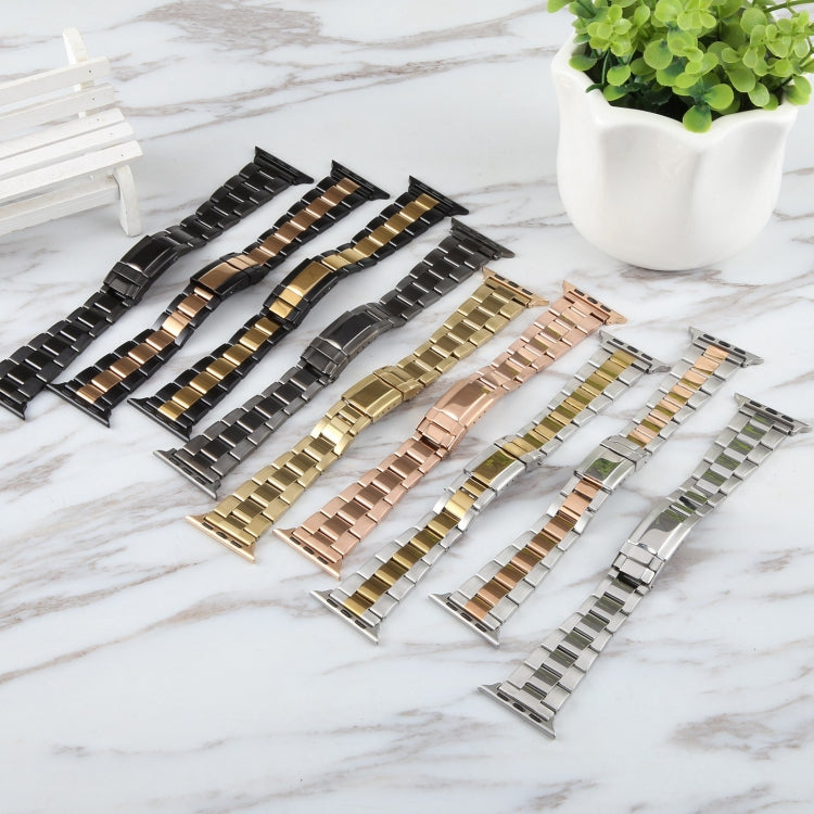 Three-Bead Stainless Steel Watch Band, For Apple Watch Series 3 38mm, For Apple Watch Series 3 42mm, For Apple Watch Series 2 42mm, For Apple Watch Series 2 38mm, For Apple Watch 42mm