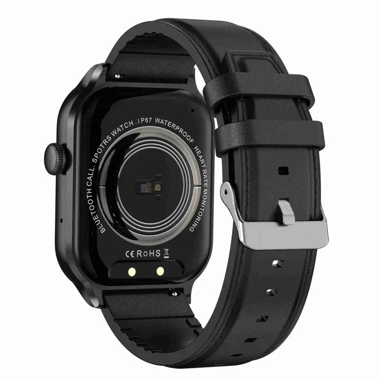 2.01 inch Leather Strap Bluetooth Call Smart Watch Support Heart Rate Monitoring / Non-invasive Blood Sugar, Leather Strap Black, Leather Strap Brown