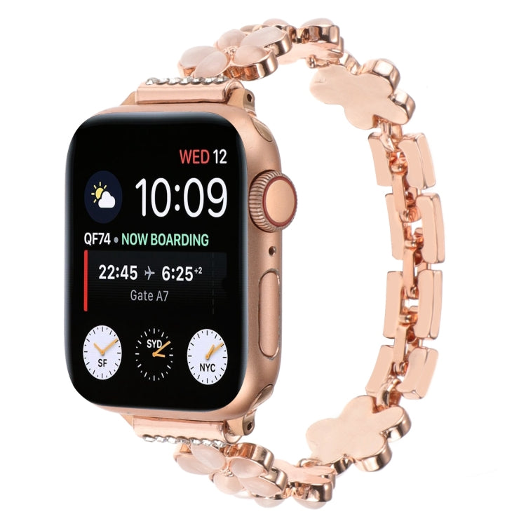 5-petaled Flower Zinc Alloy Chain Watch Band, For Apple Watch SE 40mm, For Apple Watch SE 44mm, For Apple Watch Series 6 40mm, For Apple Watch Series 6 44mm, For Apple Watch Series 5 44mm, For Apple Watch Series 5 40mm