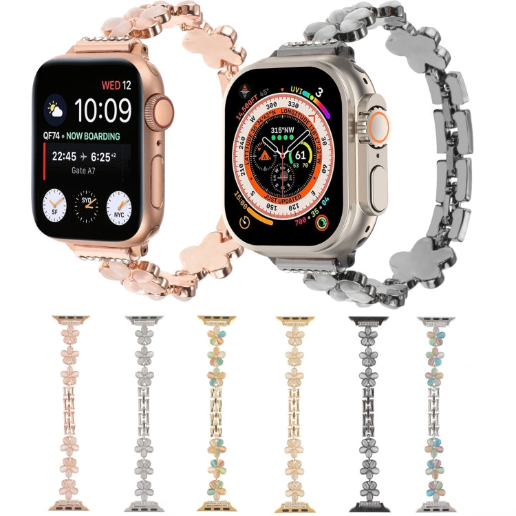 5-petaled Flower Zinc Alloy Chain Watch Band, For Apple Watch SE 40mm, For Apple Watch SE 44mm, For Apple Watch Series 6 40mm, For Apple Watch Series 6 44mm, For Apple Watch Series 5 44mm, For Apple Watch Series 5 40mm
