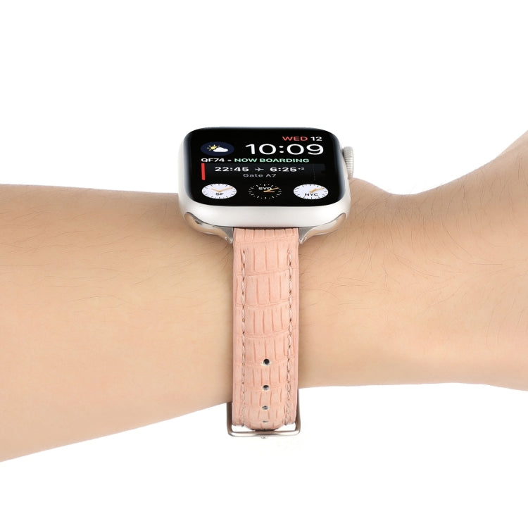 Slim Crocodile Leather Watch Band, For Apple Watch 42mm, For Apple Watch 38mm