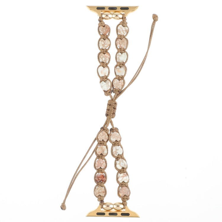 Heart Stones Drawstring Chain Watch Band, For Apple Watch SE 40mm, For Apple Watch SE 44mm, For Apple Watch Series 6 40mm, For Apple Watch Series 6 44mm, For Apple Watch Series 5 44mm, For Apple Watch Series 5 40mm, For Apple Watch Series 4 44mm       ...