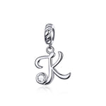 S925 Sterling Silver 26 English Letter Beads DIY Bracelet Necklace Accessories, A, B, C, D, E, F, G, H, I, J, K, L, M, N, O, P, Q, R, S, T, U, V, W, X, Y, Z