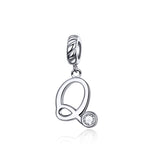 S925 Sterling Silver 26 English Letter Beads DIY Bracelet Necklace Accessories, A, B, C, D, E, F, G, H, I, J, K, L, M, N, O, P, Q, R, S, T, U, V, W, X, Y, Z