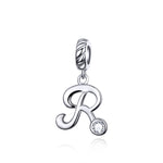 S925 Sterling Silver 26 English Letter Beads DIY Bracelet Necklace Accessories, A, B, C, D, E, F, G, H, I, J, K, L, M, N, O, P, Q, R, S, T, U, V, W, X, Y, Z