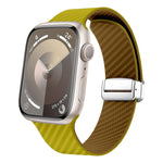 Carbon Fiber Magnetic Silver Buckle Watch Band, For Apple Watch Series 9 45mm, For Apple Watch Series 9 41mm, For Apple Watch Ultra 49mm