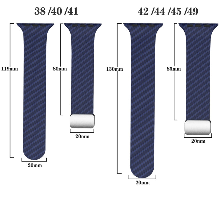 Carbon Fiber Magnetic Silver Buckle Watch Band, For Apple Watch Series 8 41mm, For Apple Watch Series 8 45mm, For Apple Watch SE 2022 40mm