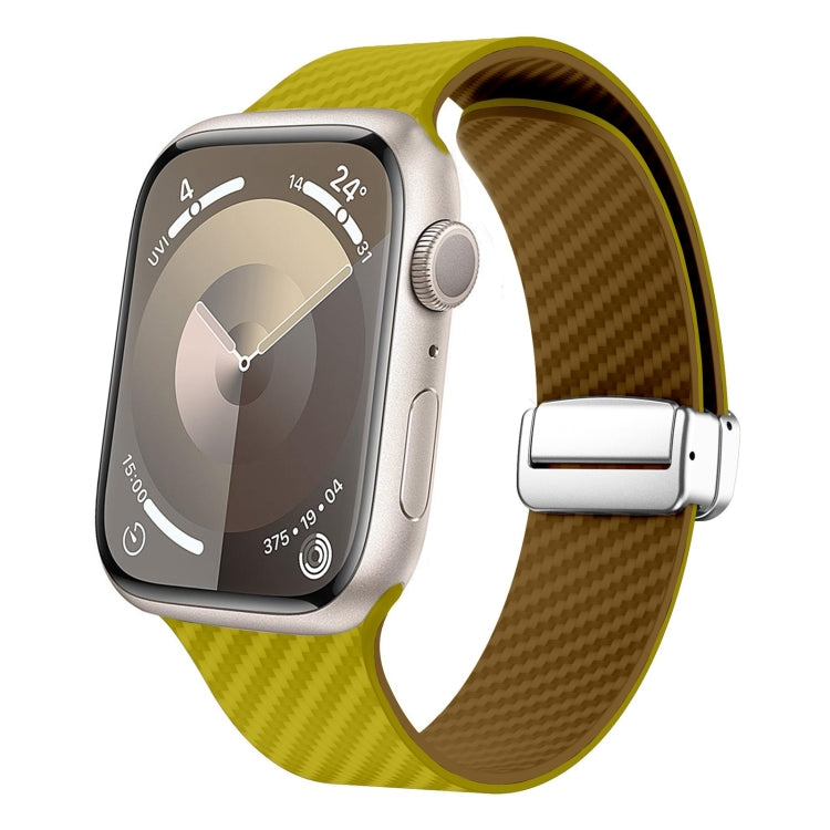 Carbon Fiber Magnetic Silver Buckle Watch Band, For Apple Watch Series 8 41mm, For Apple Watch Series 8 45mm, For Apple Watch SE 2022 40mm
