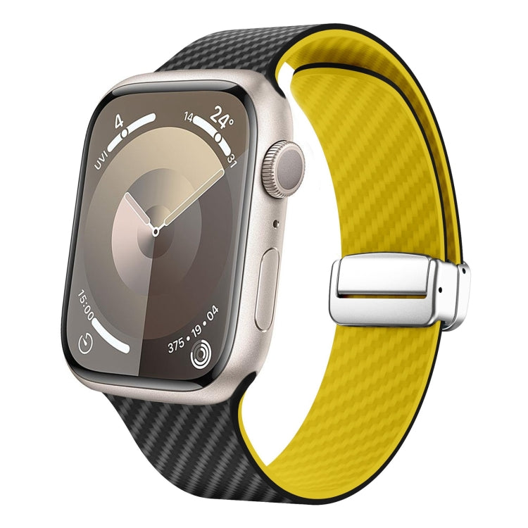 Carbon Fiber Magnetic Silver Buckle Watch Band, For Apple Watch Series 8 41mm, For Apple Watch Series 8 45mm, For Apple Watch SE 2022 40mm