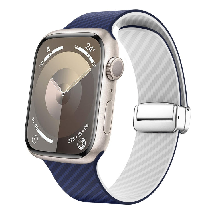 Carbon Fiber Magnetic Silver Buckle Watch Band, For Apple Watch Series 3 42mm, For Apple Watch Series 2 42mm, For Apple Watch Series 2 38mm