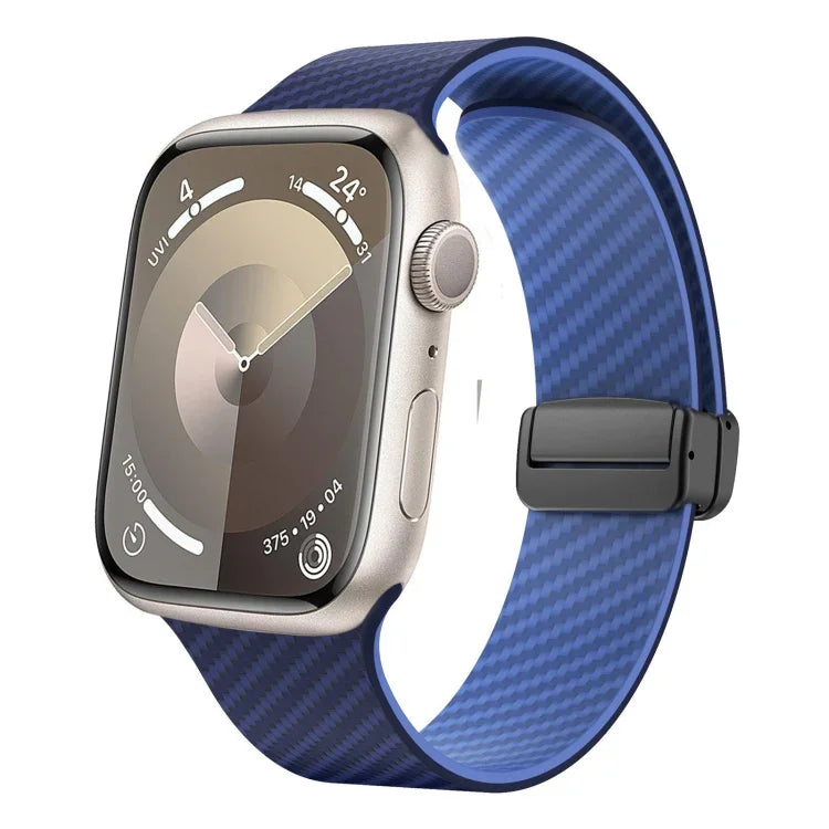 Carbon Fiber Magnetic Black Buckle Watch Band, For Apple Watch 42mm, For Apple Watch 38mm