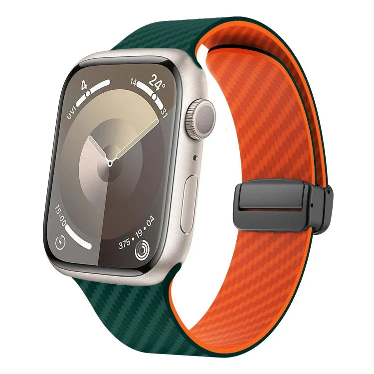 Carbon Fiber Magnetic Black Buckle Watch Band, For Apple Watch 42mm, For Apple Watch 38mm