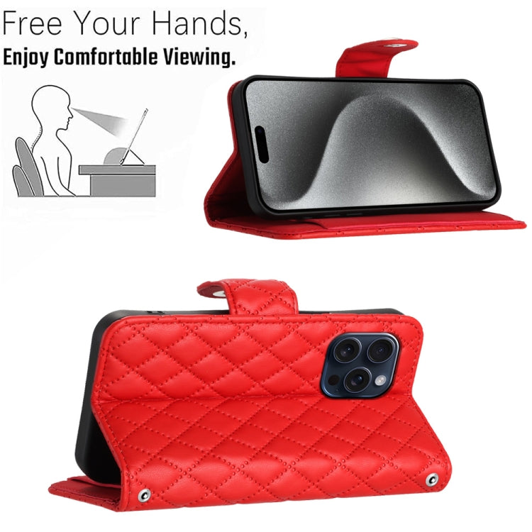 Rhombic Texture Flip Leather Phone Case with Lanyard, For iPhone 14 Pro Max, For iPhone SE 2022 / 2020 / 8 / 7, For iPhone 13 Pro Max, For iPhone 13 Pro, For iPhone 13, For iPhone 12 / 12 Pro, For iPhone 12 Pro Max, For iPhone 11 Pro Max