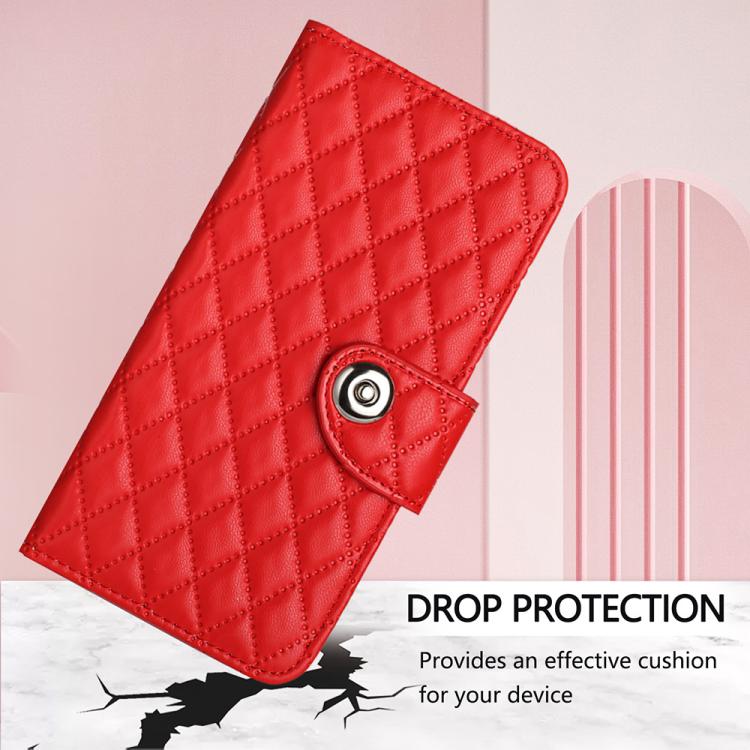 Rhombic Texture Flip Leather Phone Case with Lanyard, For iPhone 17 Pro Max, For iPhone 17 Pro, For iPhone 17, For iPhone Air, For iPhone SE 2024, For iPhone 16 Pro Max, For iPhone 16 Pro, For iPhone 16 Plus