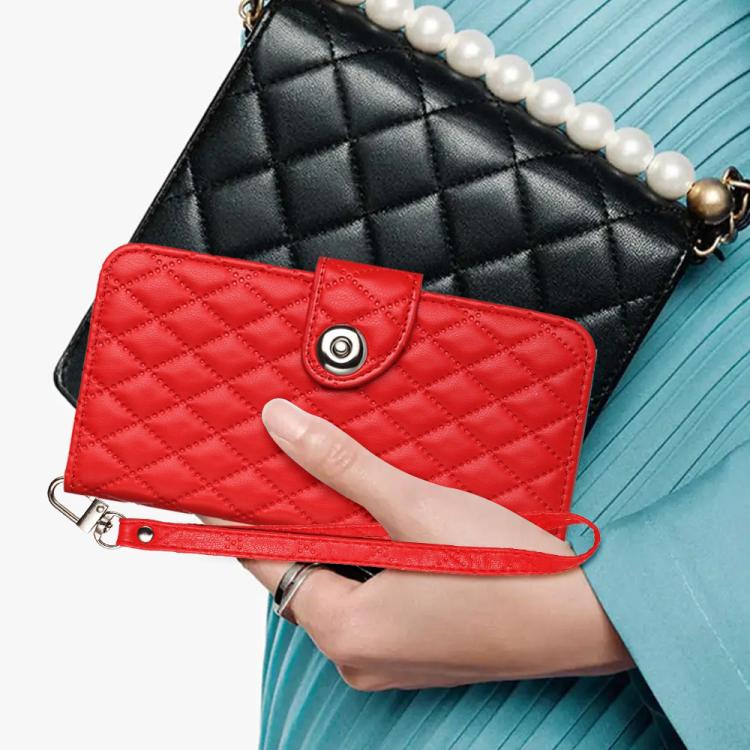 Rhombic Texture Flip Leather Phone Case with Lanyard, For iPhone 17 Pro Max, For iPhone 17 Pro, For iPhone 17, For iPhone Air, For iPhone SE 2024, For iPhone 16 Pro Max, For iPhone 16 Pro, For iPhone 16 Plus