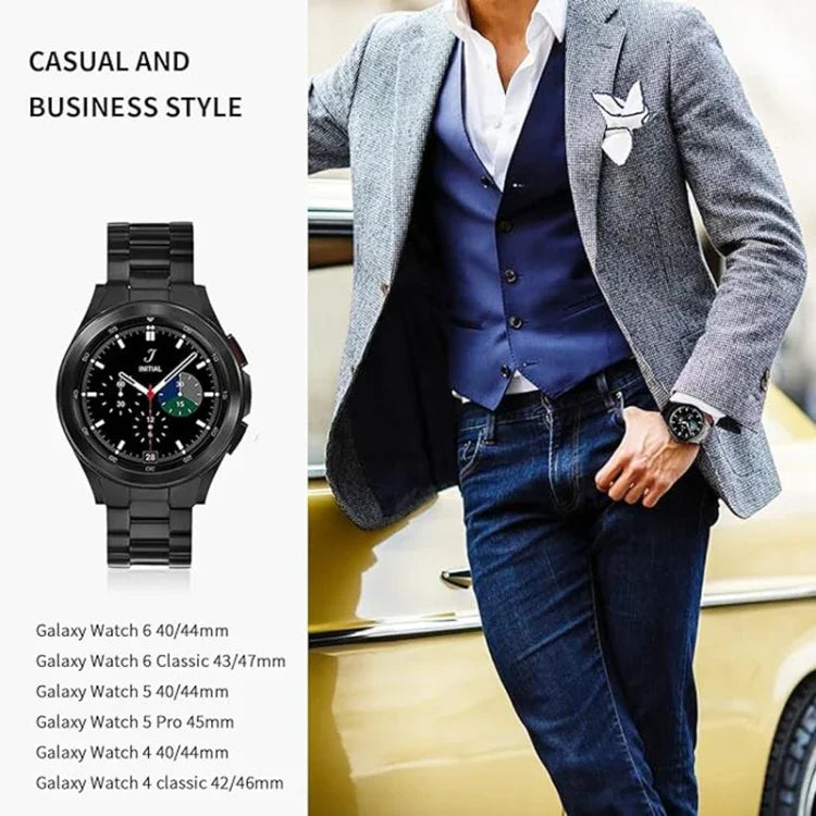 Three Bead Stainless Steel Metal Watch Band, For Samsung Galaxy Watch 6 / 5 / 4