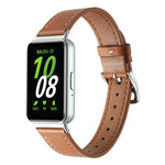 Sewing Thread Genuine Leather Watch Band, For Samsung Galaxy Fit 3