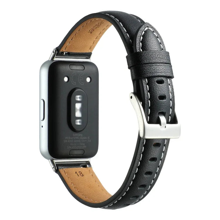 Pointed Tail Genuine Leather Watch Band, For Samsung Galaxy Fit 3